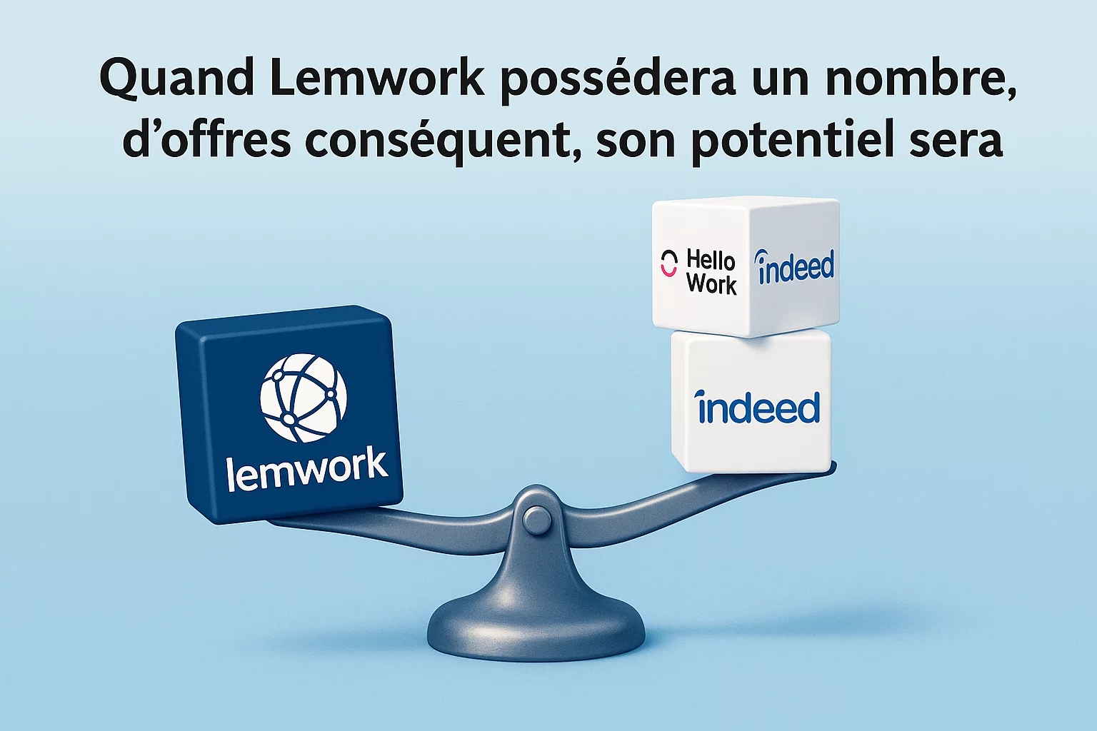 LemWork comparé aux grandes plateformes d’emploi à travers une balance symbolique
