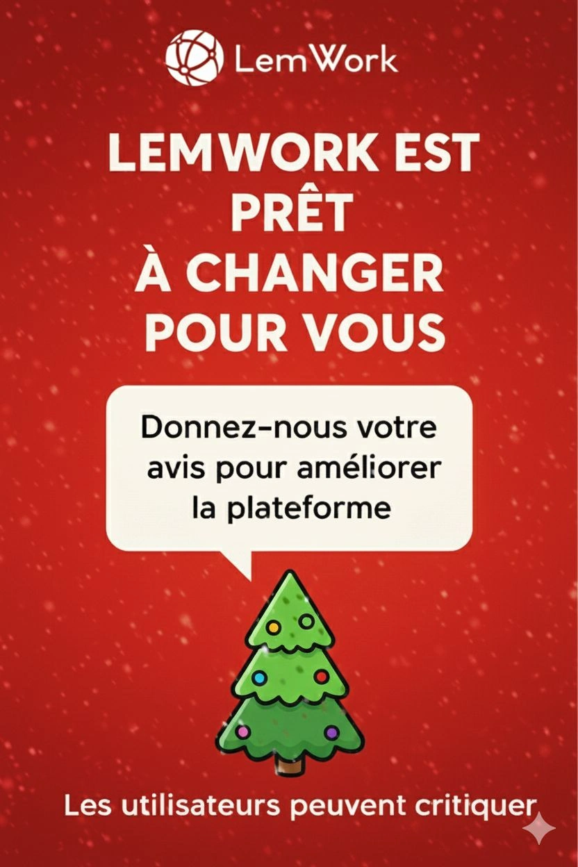 Message de fêtes LemWork annonçant l’arrivée prochaine de la V2