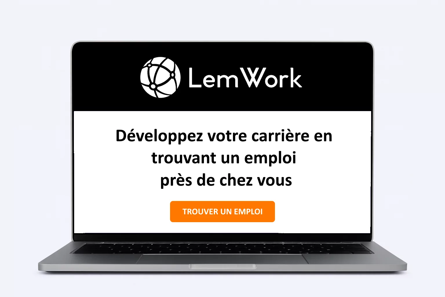 Ordinateur affichant LemWork pour trouver un emploi près de chez soi